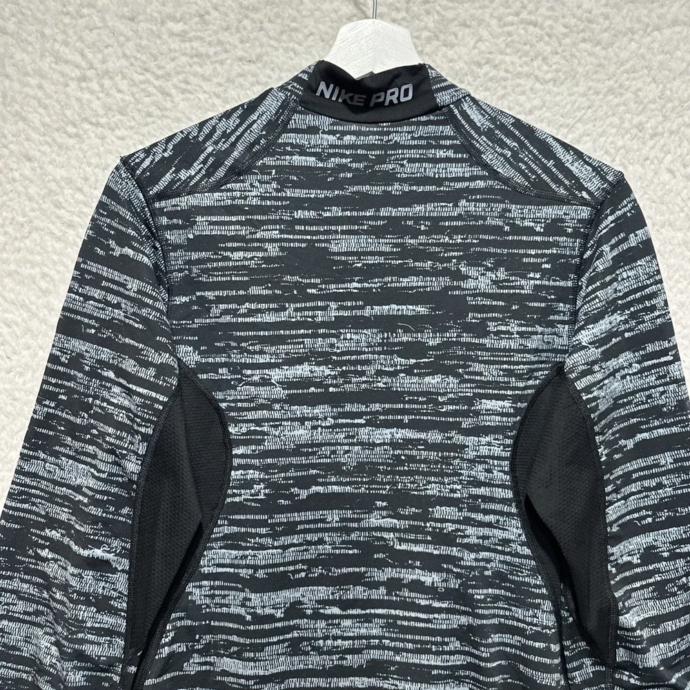 Nike Pro Dri Fit Size S Fitted Long Sleeve Athletic Gym Shirt Heather Black/Gray